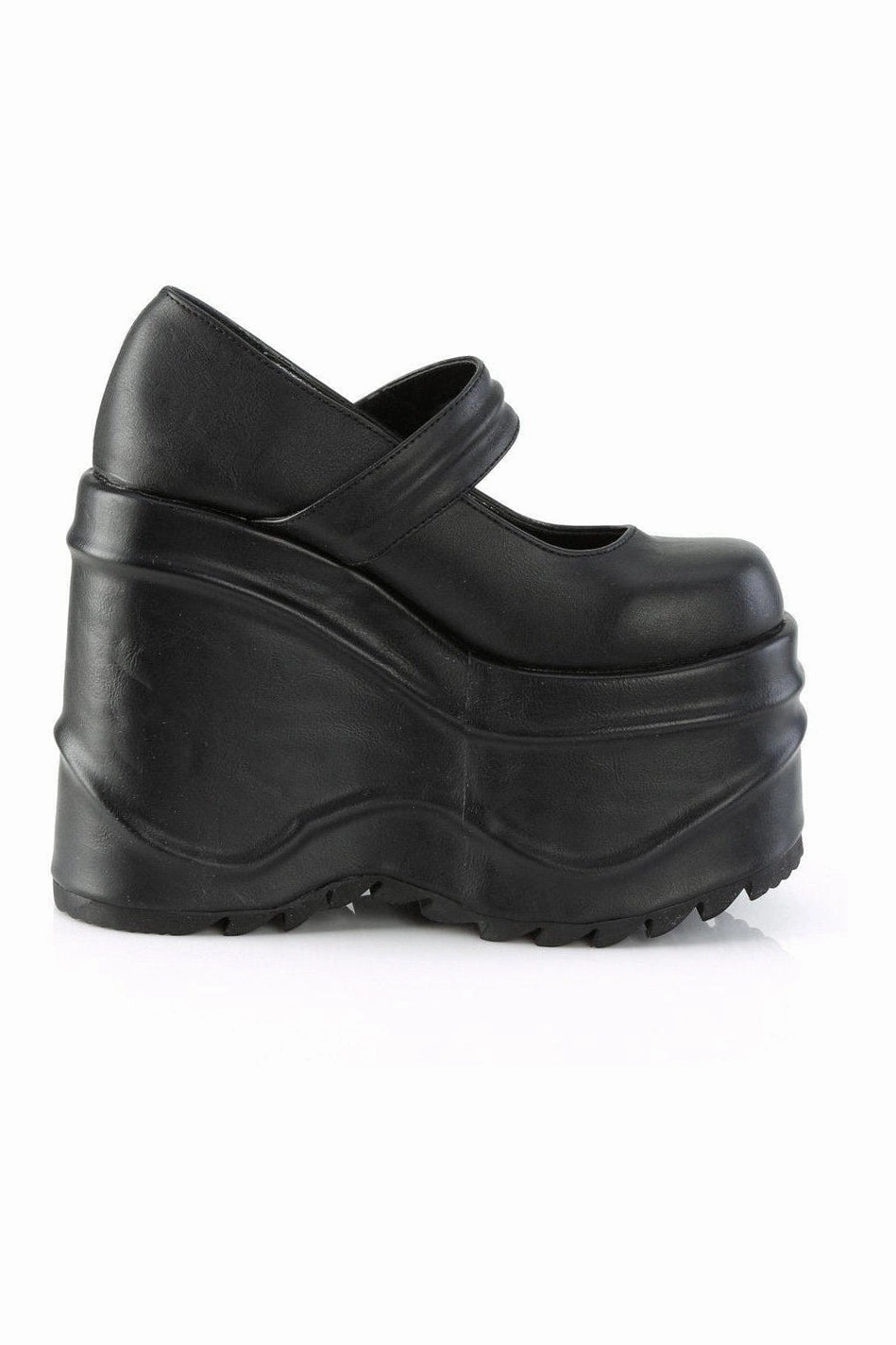 WAVE-32 Mary Jane | Black Faux Leather