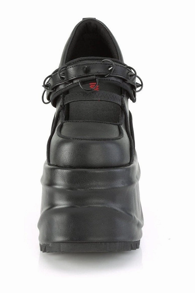 WAVE-48 Mary Jane | Black Faux Leather