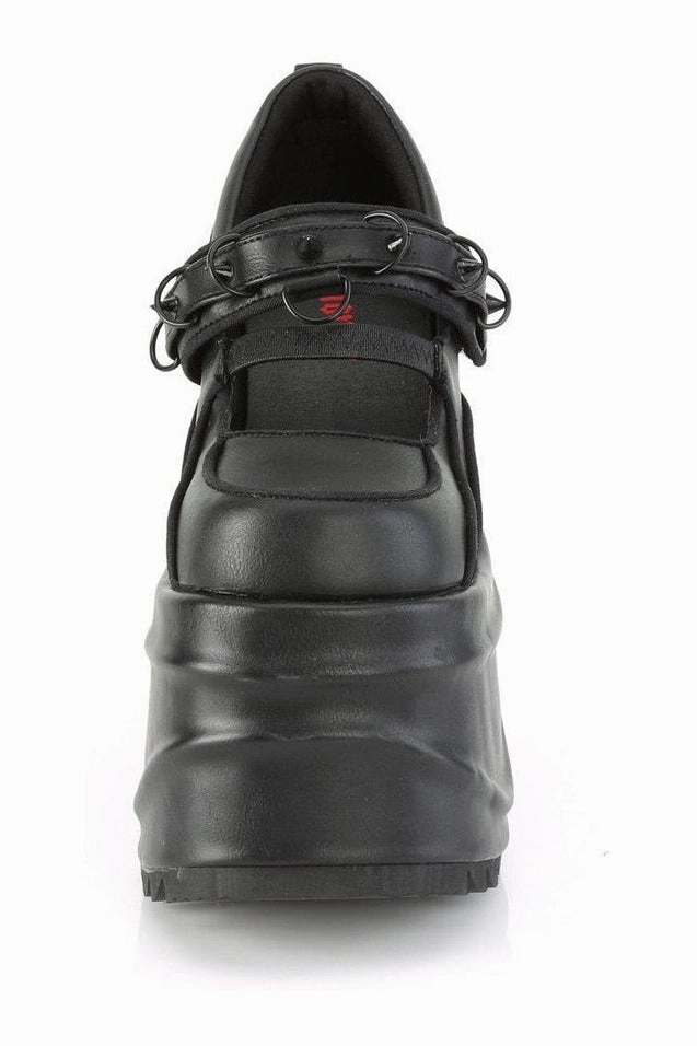 WAVE-48 Mary Jane | Black Faux Leather