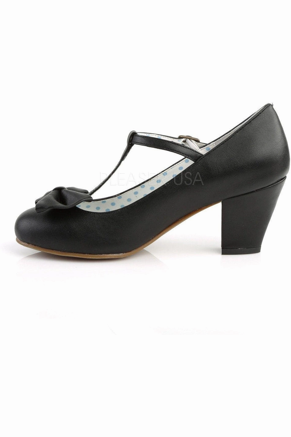 WIGGLE-50 Pump | Black Faux Leather