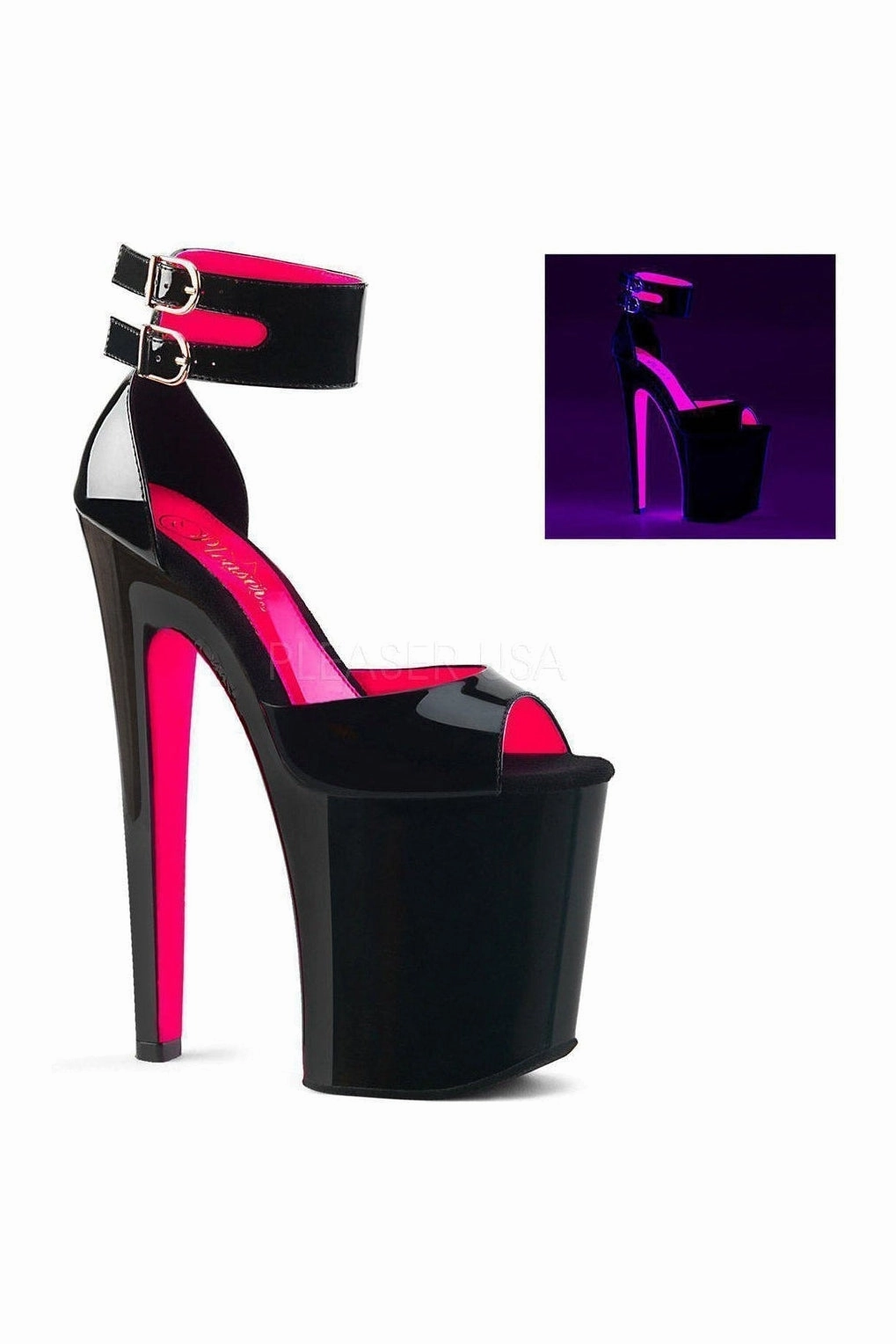 XTREME-875TT Platform Sandal  | Black Patent